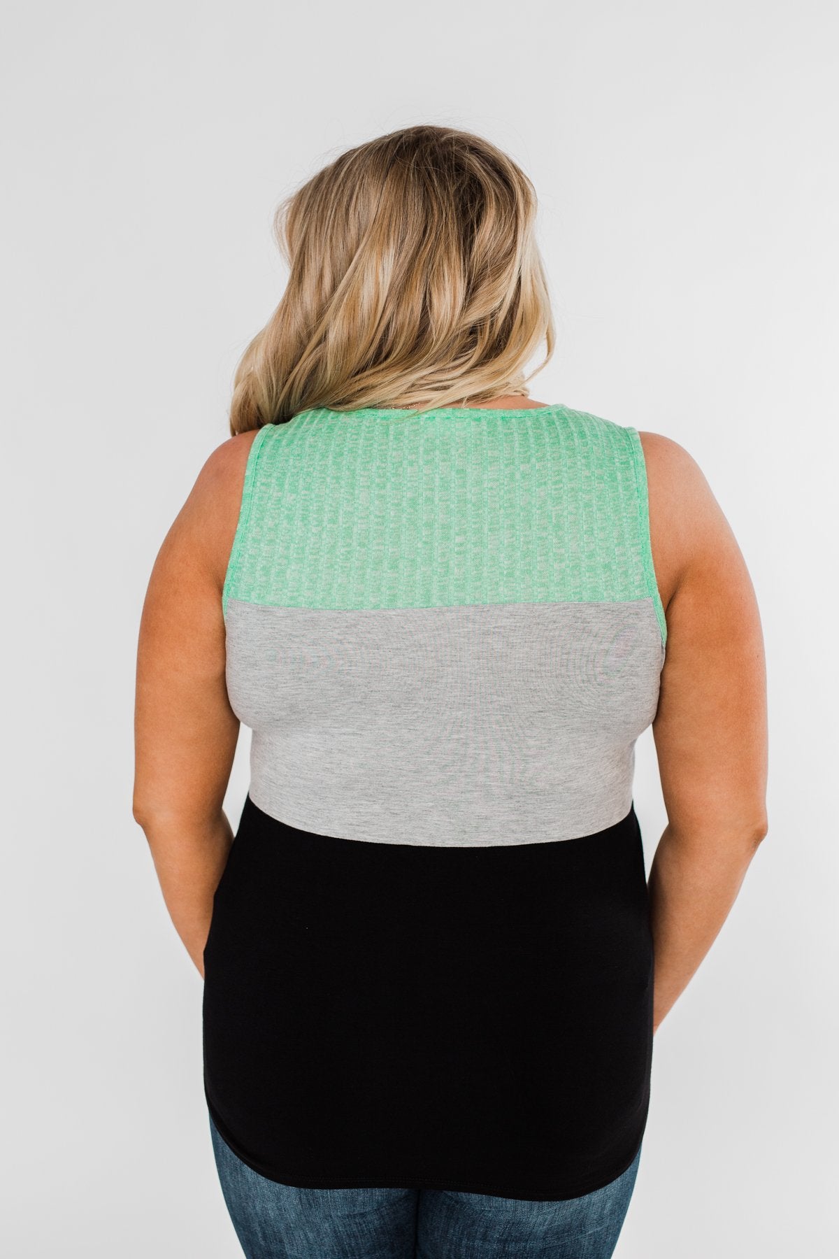 Start Today Color Block Tank Top- Mint