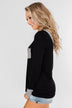 Special to Me Striped Detail Long Sleeve Top- Black