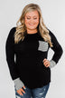 Special to Me Striped Detail Long Sleeve Top- Black