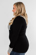 Special to Me Striped Detail Long Sleeve Top- Black