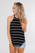 Striped Halter Tank Top- Black