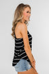 Striped Halter Tank Top- Black