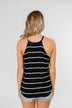 Striped Halter Tank Top- Black