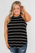 Striped Halter Tank Top- Black