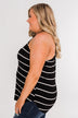 Striped Halter Tank Top- Black