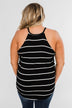 Striped Halter Tank Top- Black