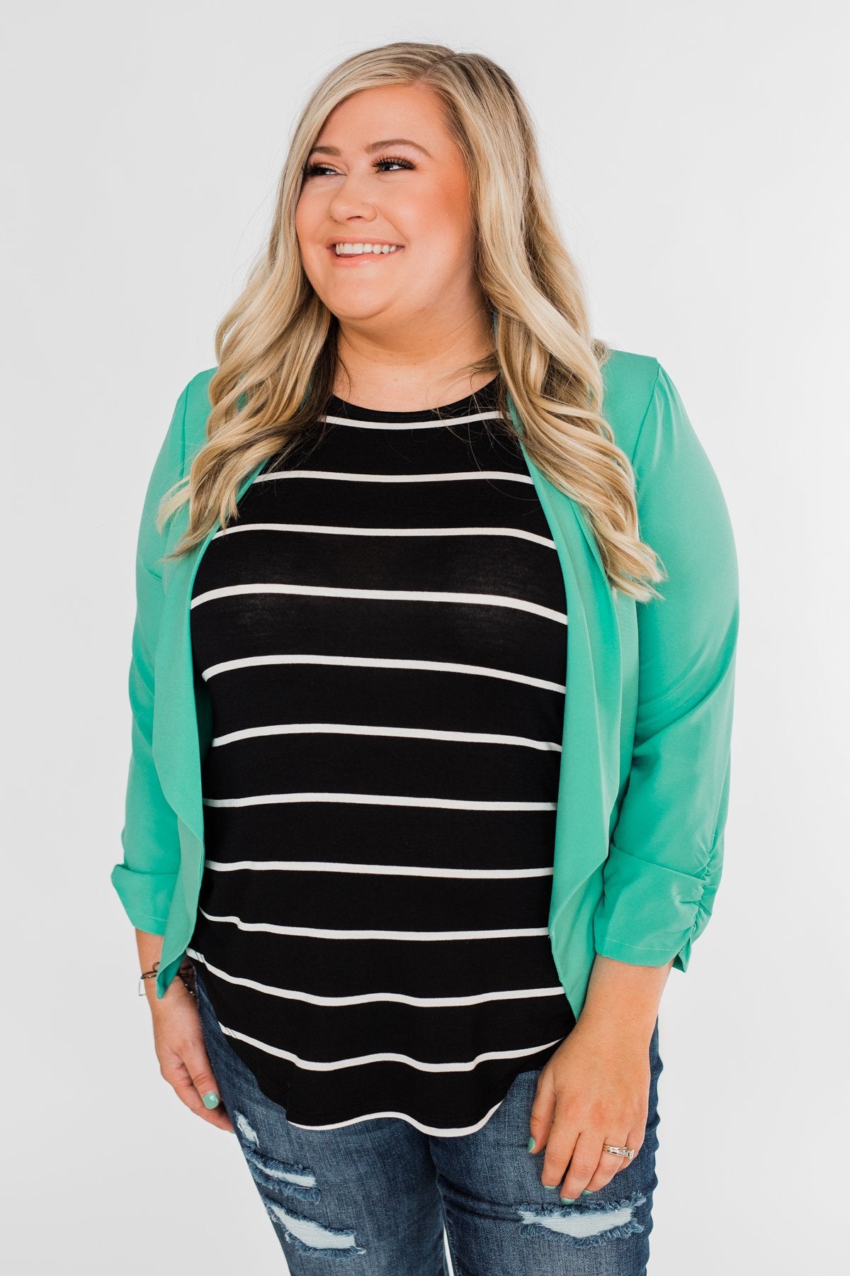 Striped Halter Tank Top- Black