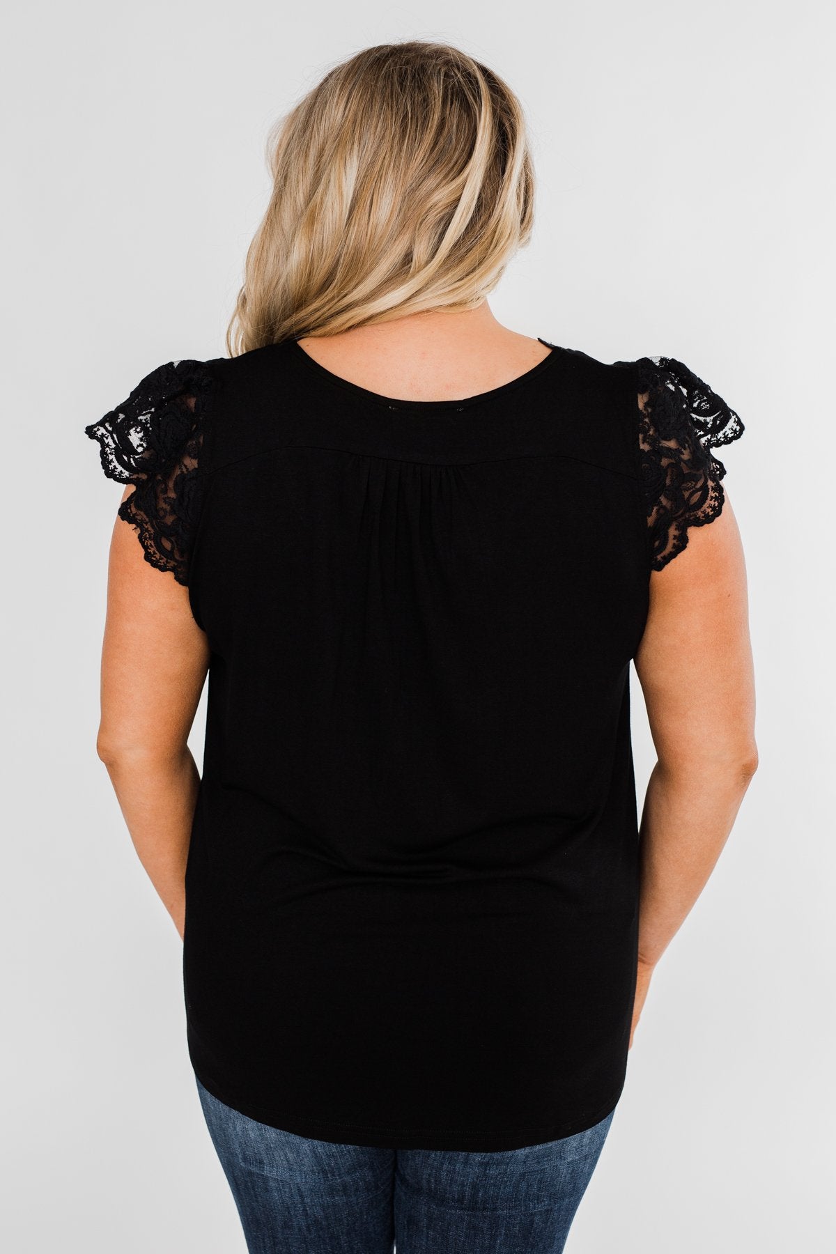 All I've Ever Needed Lace Top- Black