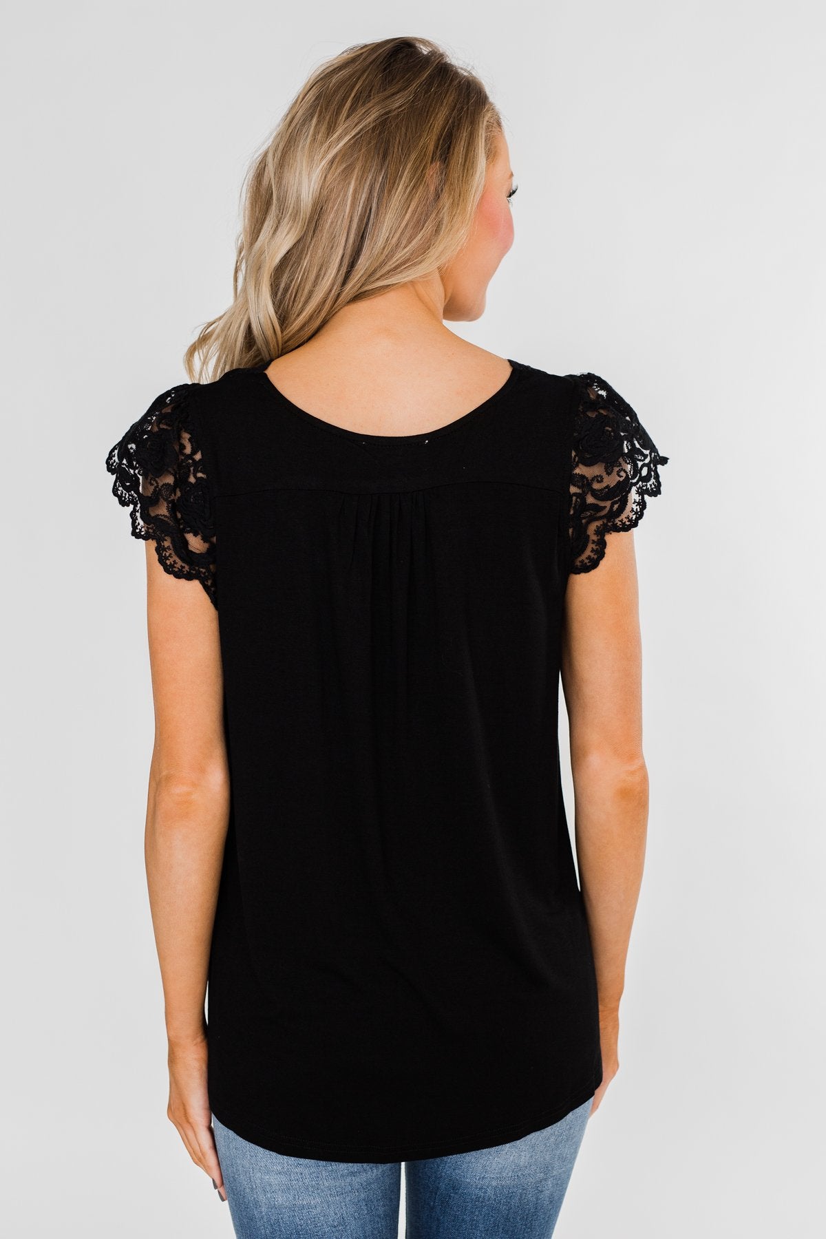 All I've Ever Needed Lace Top- Black