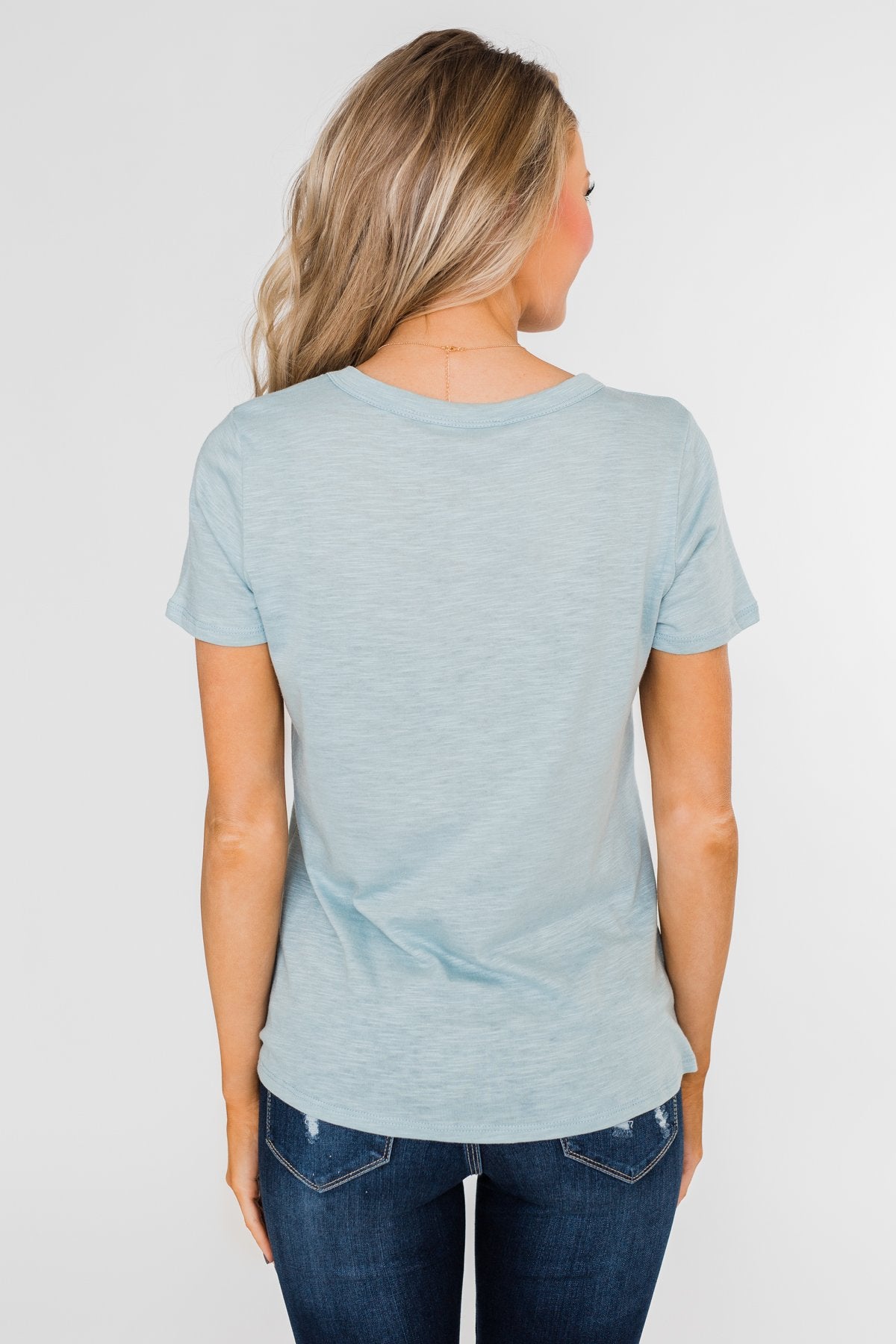 Dream, Love, Inspire, Believe Graphic Tee- Powder Blue