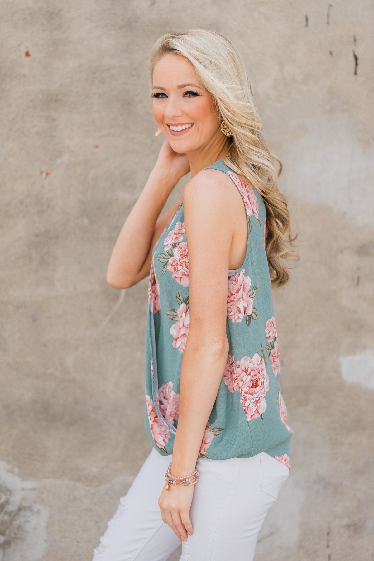 My Best Self Tank Top - Sea Foam Floral