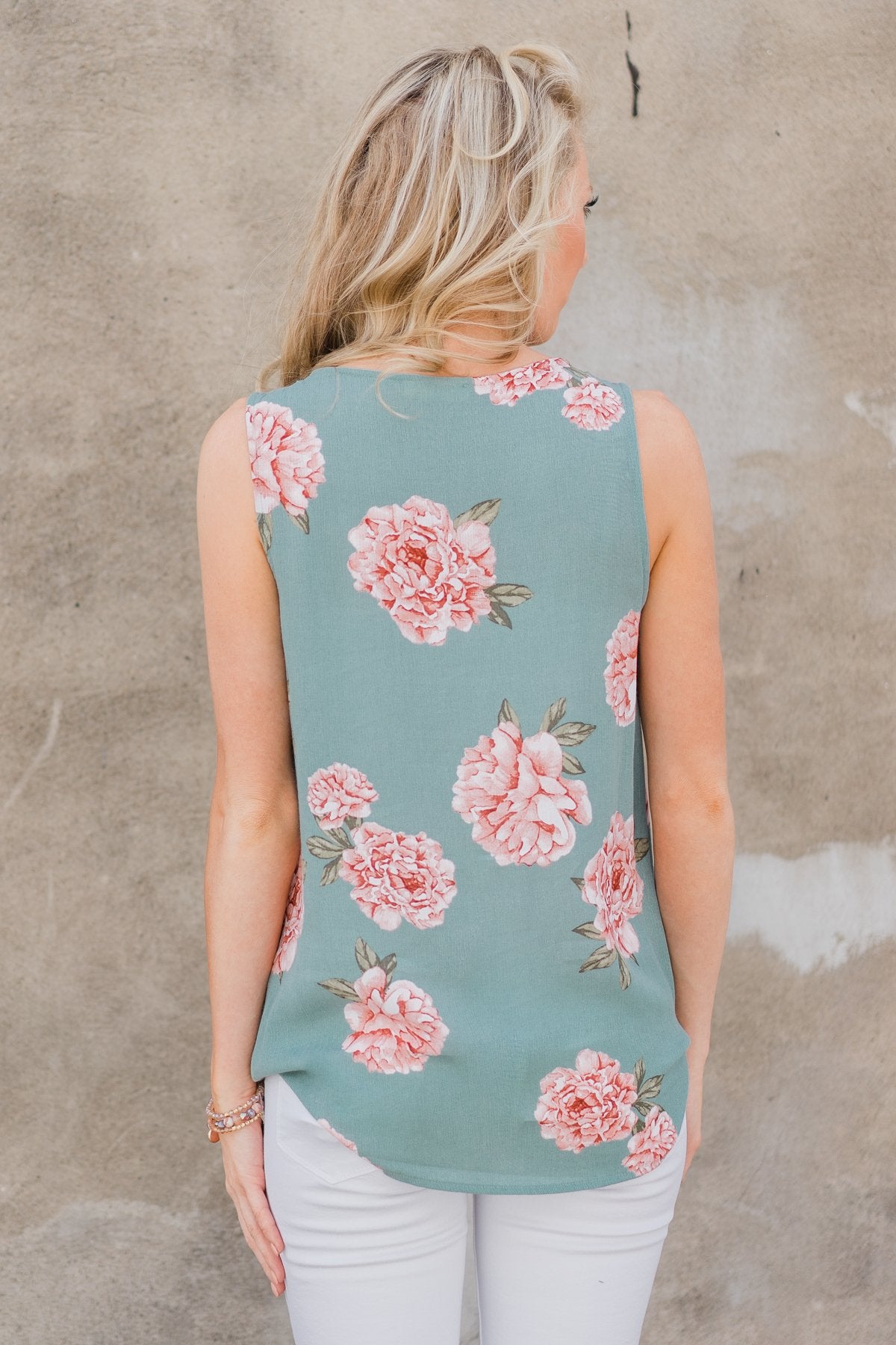 My Best Self Tank Top - Sea Foam Floral