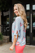 Show You Off Polka Dot & Floral Top- Powder Blue