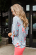 Show You Off Polka Dot & Floral Top- Powder Blue
