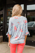 Show You Off Polka Dot & Floral Top- Powder Blue