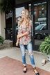 Excellent Selection Floral Criss Cross Top- Taupe