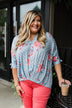 Show You Off Polka Dot & Floral Top- Powder Blue
