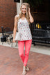 Darling Floral V-Neck Tank Top- Ivory