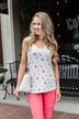Darling Floral V-Neck Tank Top- Ivory