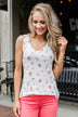 Darling Floral V-Neck Tank Top- Ivory