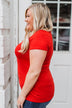 Meet Me Here Short Sleeve Top- Scarlet Red