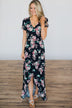 Mesmerizing Floral Dress- Navy – The Pulse Boutique