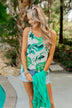 Palm Tree Breeze Front Knot Tank Top- Off White