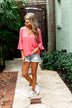 Simple Smiles V-Neck Wrap Blouse- Coral
