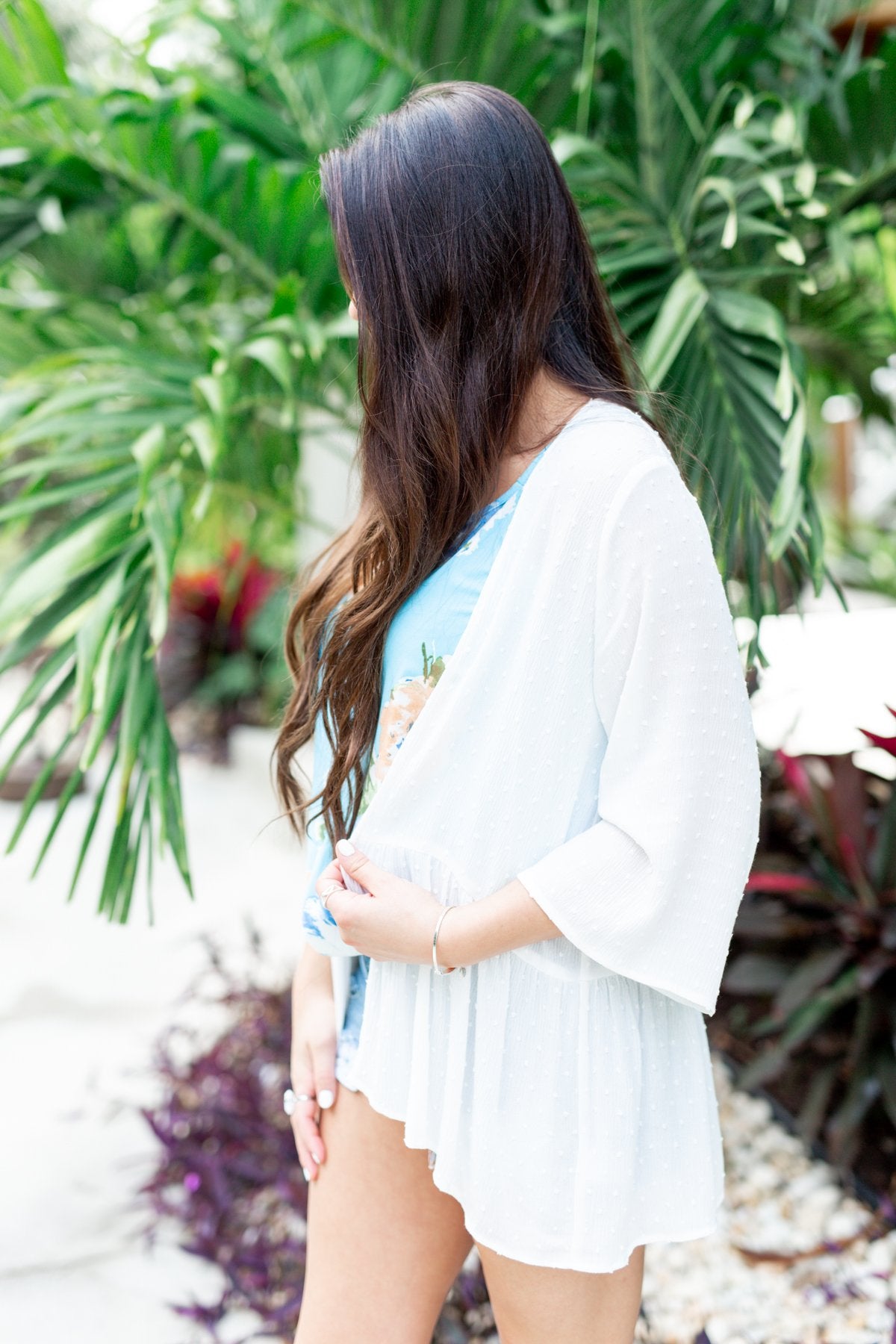 In The Breeze Bell Sleeve Kimono- Off White