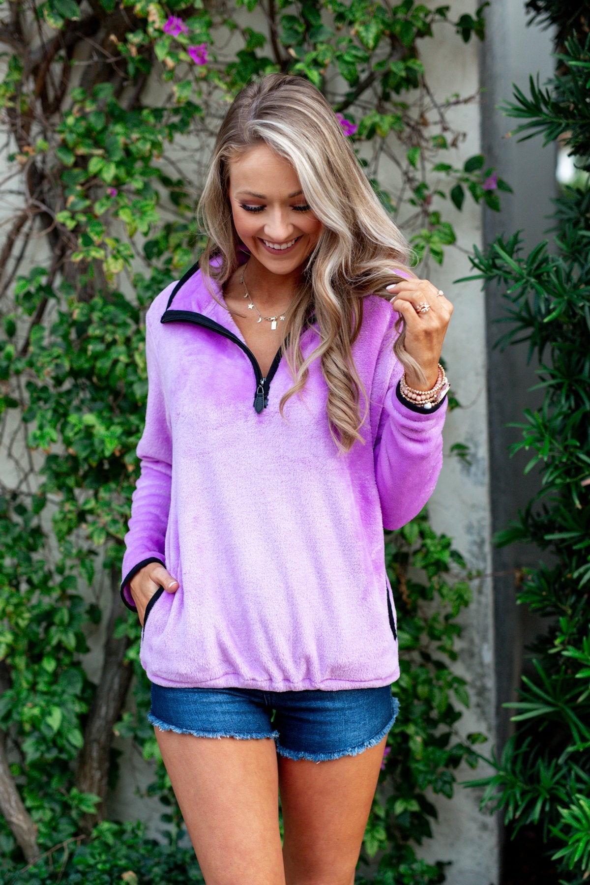 Pulse Exclusive 1/4 Zip Sherpa- Dark Lilac