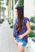 Dancing In Fields Floral Top- Navy & Pink