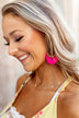 Gold Tear Drop & Tassel Earrings- Hot Pink