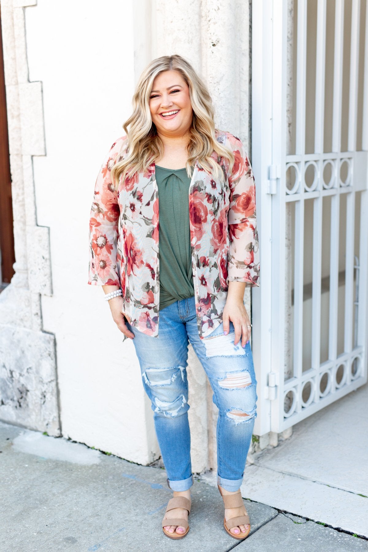 Sing A Little Louder Floral Kimono- Taupe