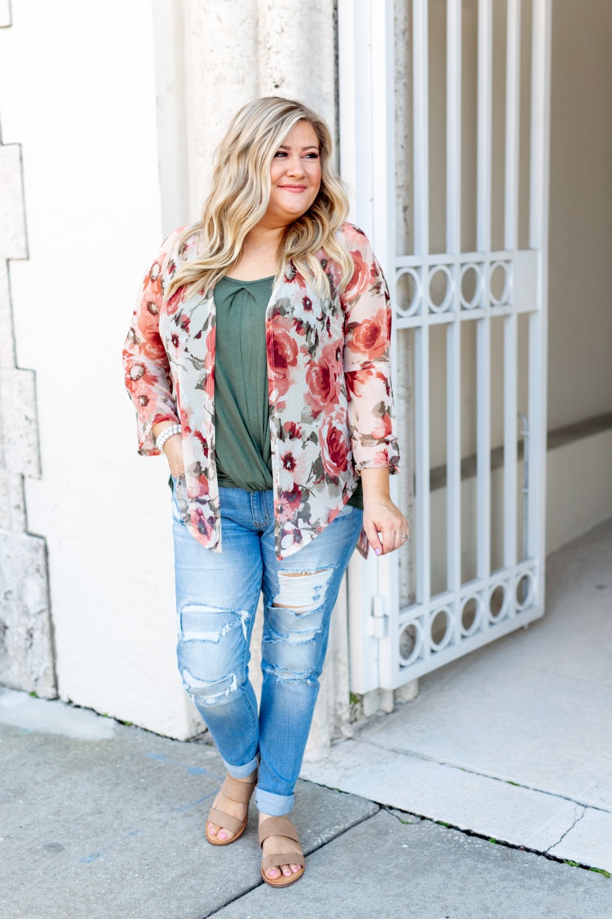 Sing A Little Louder Floral Kimono- Taupe