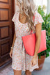 Reversible Tote- Vibrant Coral/Ivory