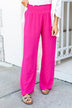 Smocked Waistband Wide Leg Pants- Fuchsia