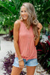 Love Has A Way Striped Tie Tank Top- Dusty Coral