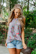 Don't You Wanna Dance Floral Tank Top- Steel Purple