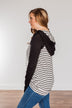 Autumn Wishes Striped Hoodie- Black & Ivory