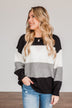 Chance To Change Knit Color Block Sweater- Black & Ivory