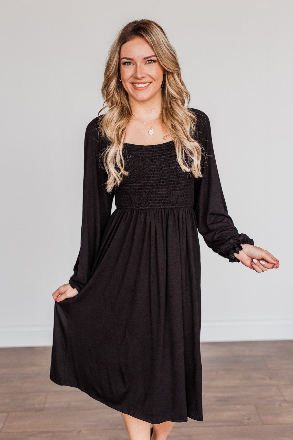Lost In Memories Long Sleeve Dress- Black