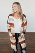 Smells Like Cider Striped Cardigan- Cream, Camel, Rust, & Sage
