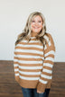 Living The Lifestyle Striped Sweater- Ivory & Camel