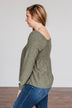 Doting Love Smocked Babydoll Top- Olive
