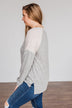 Always Be Me Knit Raglan Top- Heather Grey & Beige