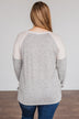 Always Be Me Knit Raglan Top- Heather Grey & Beige