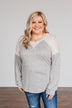 Always Be Me Knit Raglan Top- Heather Grey & Beige
