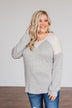 Always Be Me Knit Raglan Top- Heather Grey & Beige