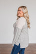 Always Be Me Knit Raglan Top- Heather Grey & Beige