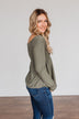 Doting Love Smocked Babydoll Top- Olive